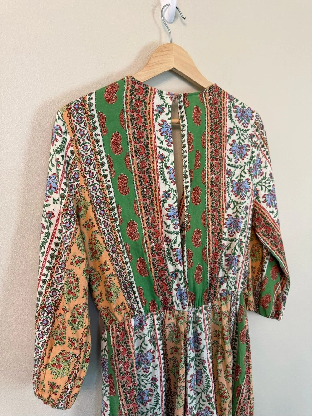 Zara Linen Blend Paisley Floral Patchwork Playsuit Romper NWT S
